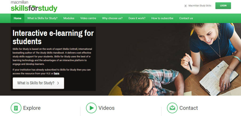 Screenshot of Skills for Study website