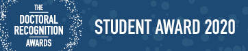 Doctoral Recognition Award digital badge for student winners of the award.
