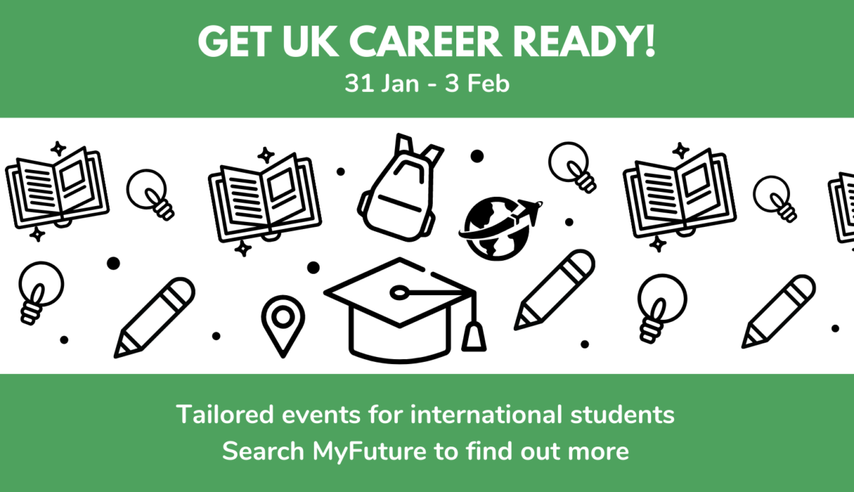 Logo promoting ISB week e.g. a bag, pencil, graduation cap, book with lots of drawings relevant to being a student