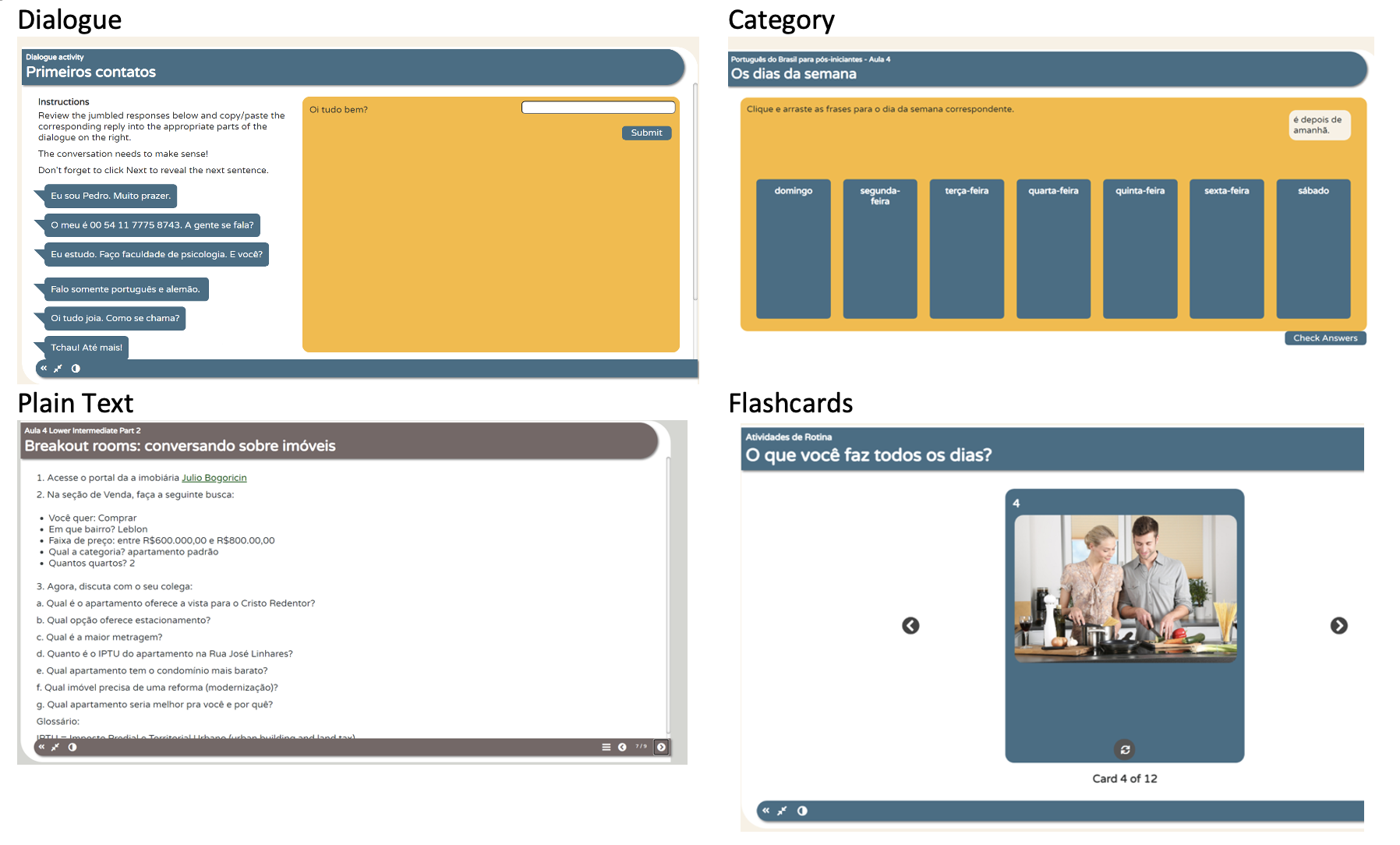 Xerte page types.