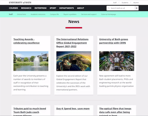 Scrolling animated extended navigation on the staff page