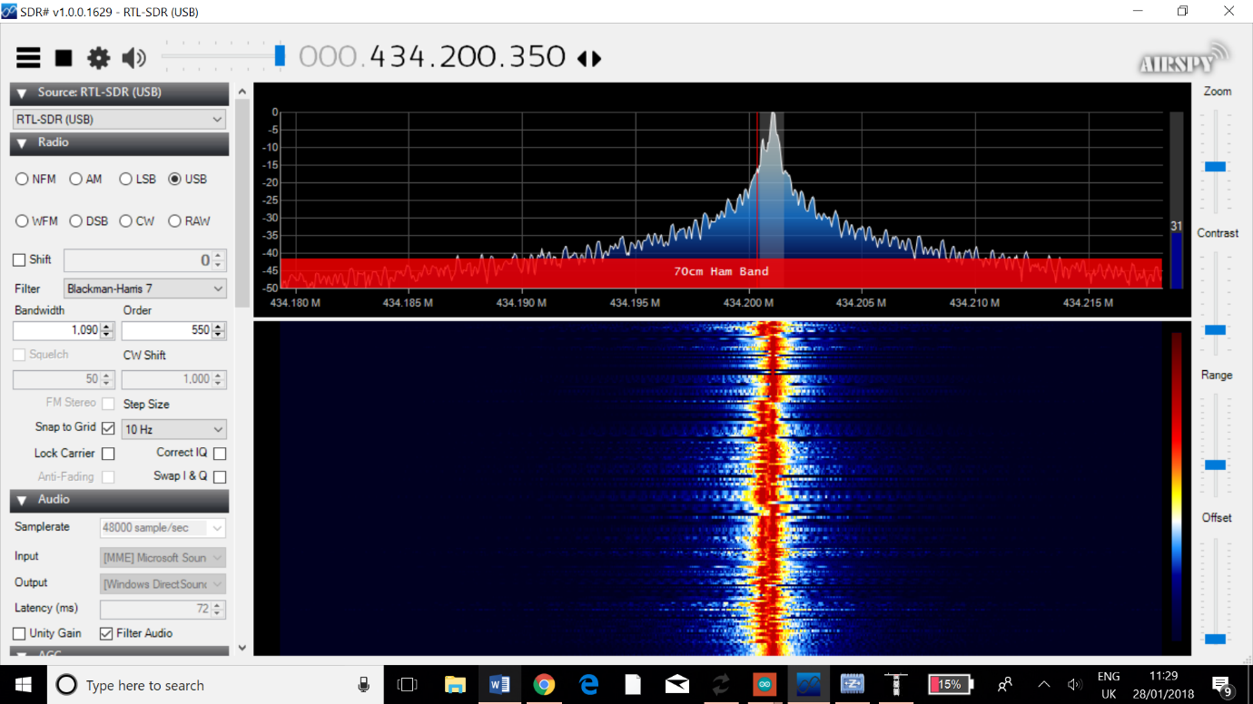 image of The alternating signals being received in SDR#