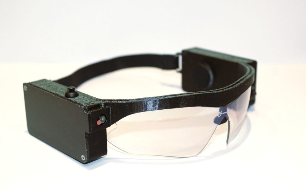 Running glasses, with an integrated camera, processor and bone conduction headphones