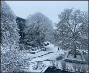 Snowy scenery at University of Bath