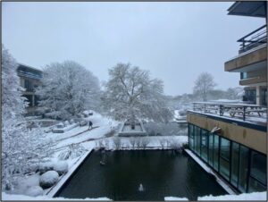 Snowy scenery at University of Bath