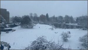 Snowy scenery at University of Bath
