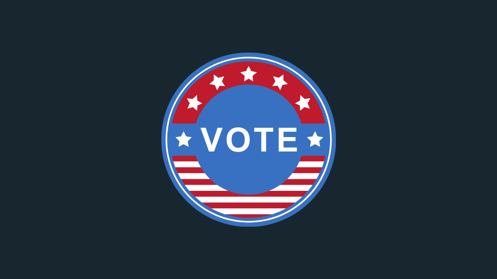 A graphic of a vote badge