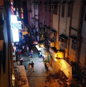 Delhi street view at night