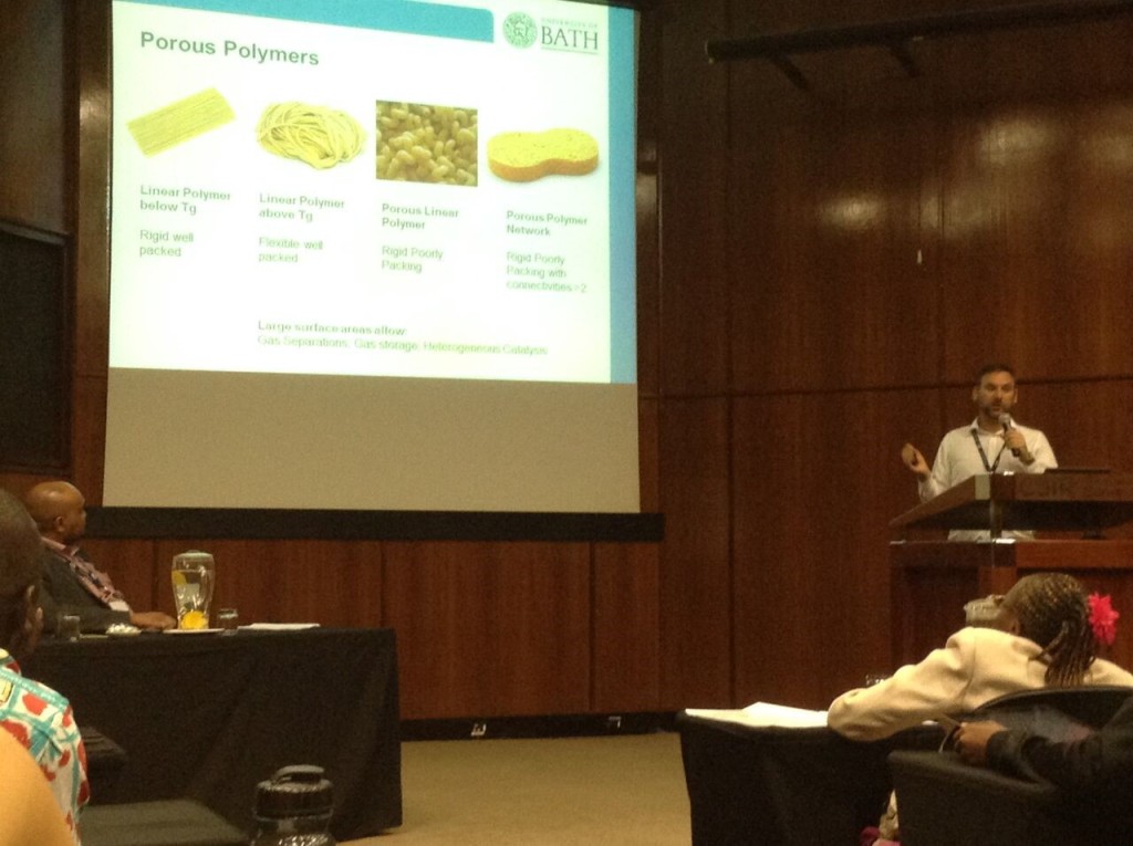 Dr Robert Dawson presenting hydrogen storage in porous polymers