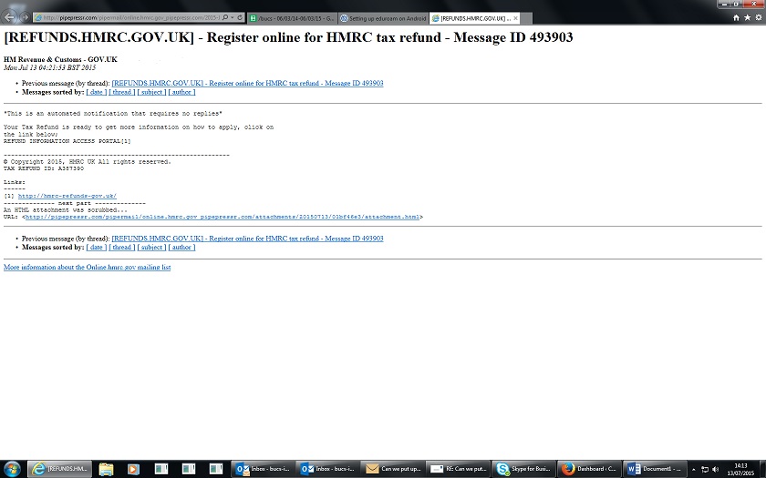 HMRC tax refund phishing email