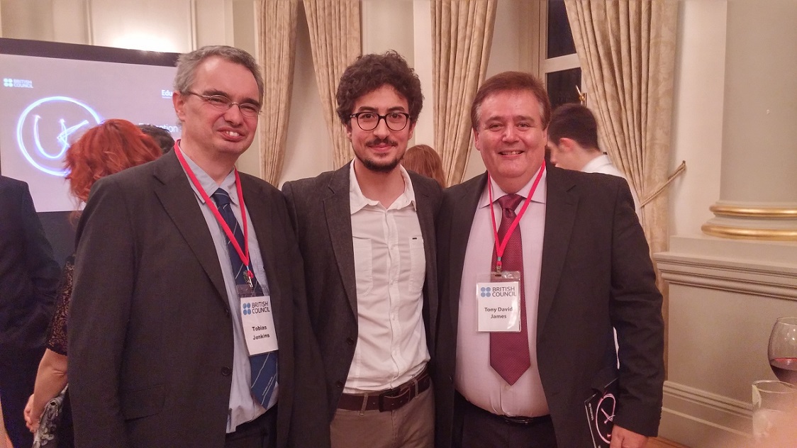 Dr Toby Jenkins, Erdem Aydin and Professor Tony James at the British Council International Alumni Awards 2016