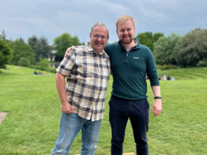 Hugh Mason (left) and Peter Irvine (right) on campus