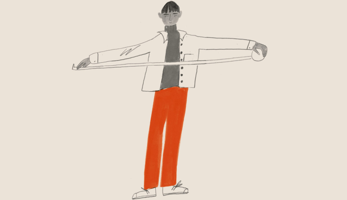 Illustration of a man holding a measuring tape