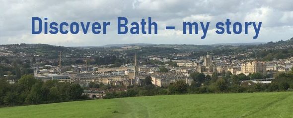 Discover Bath - my story title over a view of the city