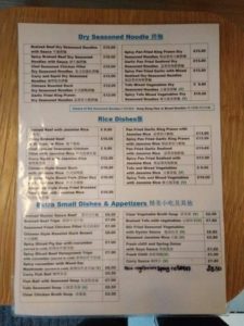 Menu from Noodles at Bath.