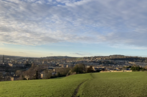 A view of looking down at the City of Bath from a hill