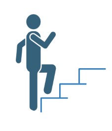 Figure walking up steps